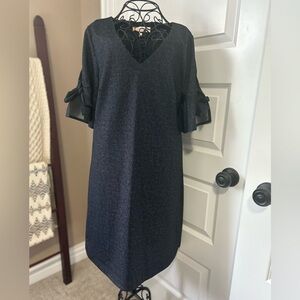 NEW Jude Connally Dark Blue Denim Look V-Neck Dress